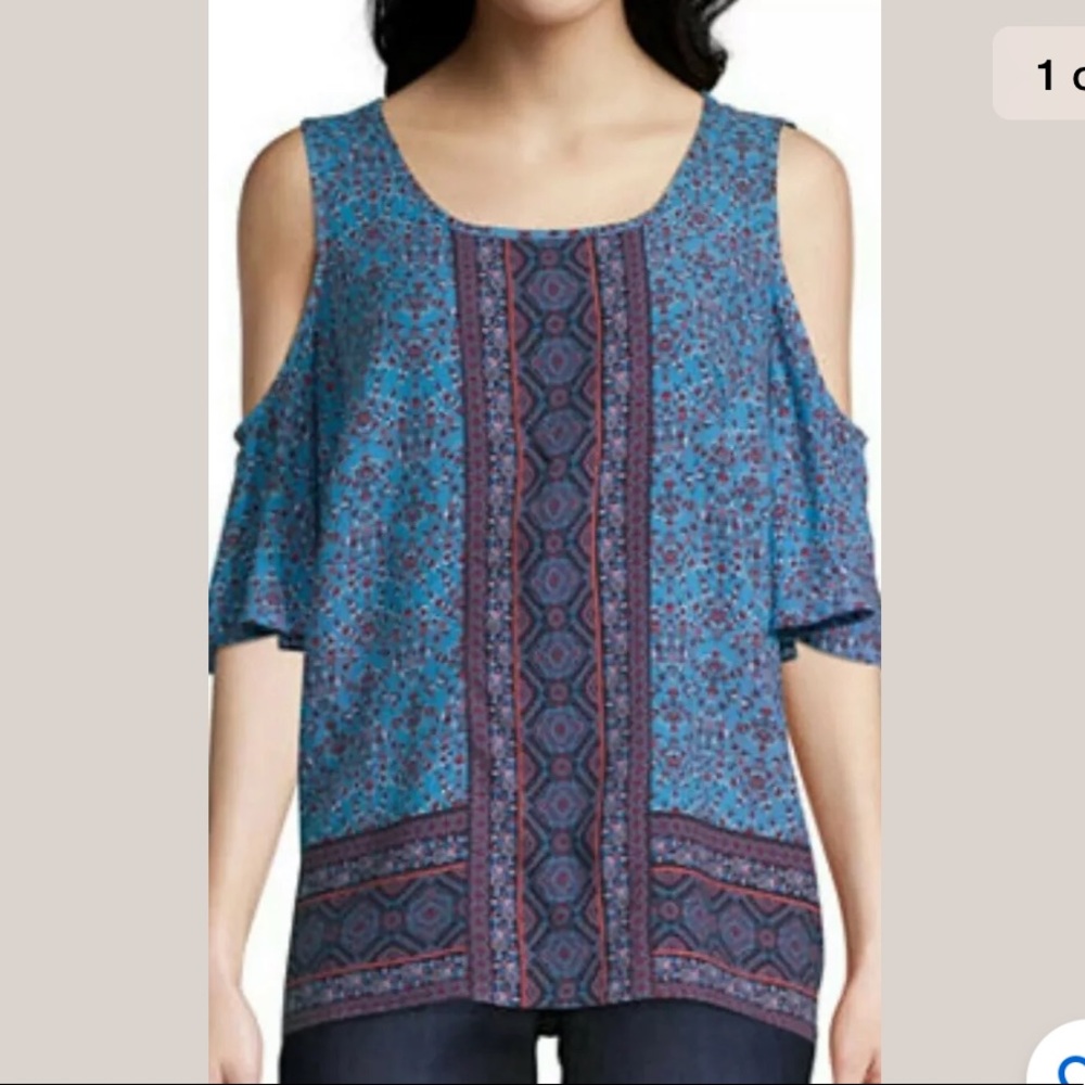 St. John's Bay Round Neck Peasant Top Size M